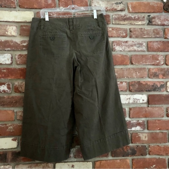 Ann Taylor Loft Gaucho Capri Pants Size 6 Olive Green Pleated Wide-Leg - Picture 3 of 8